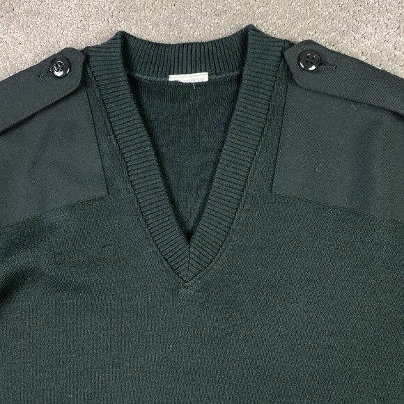NWOT Logistik Sweater Men's Medium Green Wool Military Commando Elbow Patch - Picture 2 of 8
